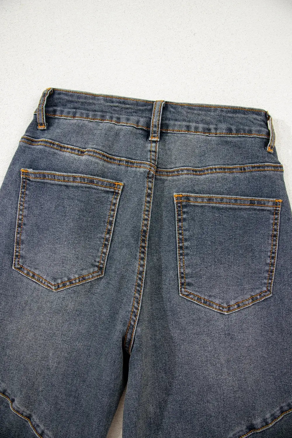 Exposed Stitching Loose Straight High Waist Jeans - Trendsi - Flyclothing LLC
