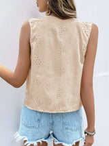 Eyelet Open Front Vest - Trendsi - Flyclothing LLC