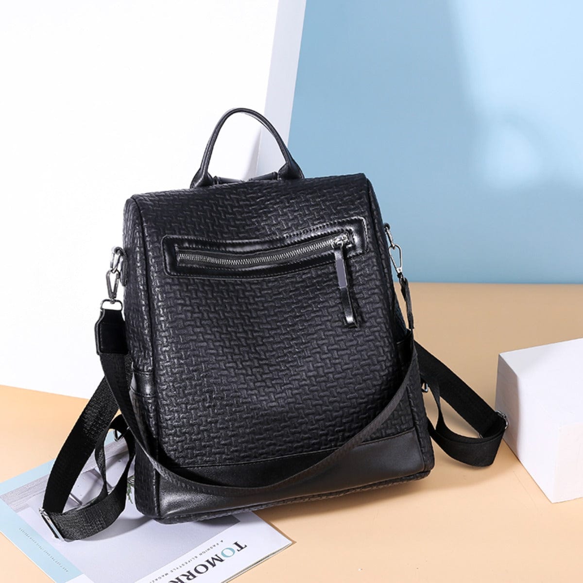 PU Leather Backpack Bag - Trendsi