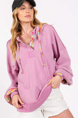 SAGE + FIG Full Size Plaid Print Washed Hoodie - Trendsi - Flyclothing LLC