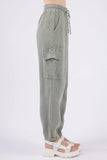 VERY J Washed Woven Crinkle Gauze Drawstring Pants - Trendsi