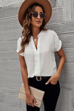 Full Size Notched Short Sleeve Blouse - Trendsi