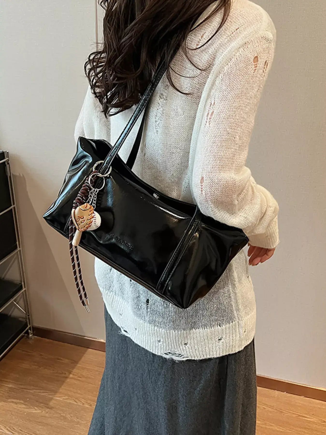 Solid Color Leather Shoulder Bag - Trendsi - Flyclothing LLC