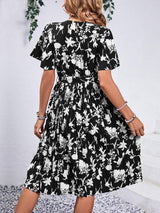 Printed Round Neck Short Sleeve Dress - Trendsi - Flyclothing LLC