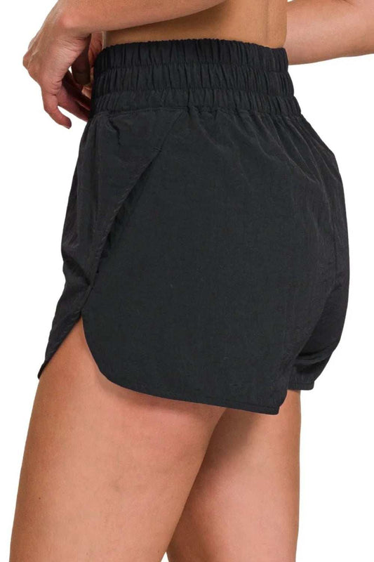 Zenana Windbreaker Smocked Waistband Running Shorts - Trendsi - Flyclothing LLC