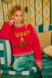 BiBi Christmas Theme Sequin Lattering Sweater - Trendsi - Flyclothing LLC