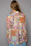 POL Button-Down Long Sleeve Printed Shirt - Trendsi