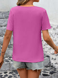 Round Neck Short Sleeve Top - Trendsi - Flyclothing LLC
