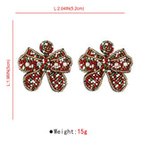 Beaded Bowknot Christmas Earrings - Trendsi - Flyclothing LLC