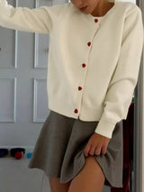 Button-Front Long Sleeve Cardigan - Trendsi - Flyclothing LLC