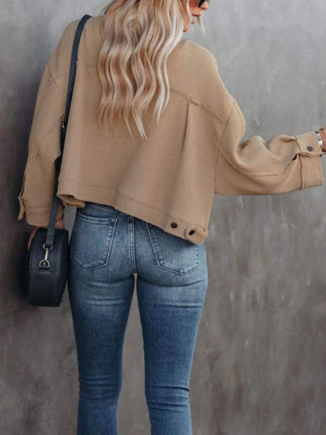 Button Up Long Sleeve Jacket - Trendsi - Flyclothing LLC
