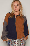 POL Color Block Half Zip Dropped Shoulder Sweatshirt - Trendsi