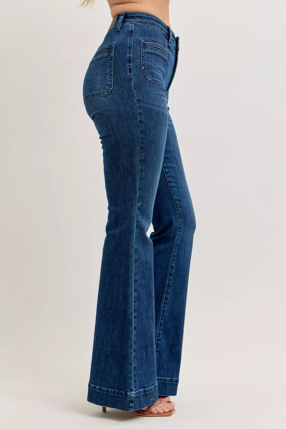 Judy Blue High-Waisted Flare Jeans with Front Pockets - Trendsi - Flyclothing LLC