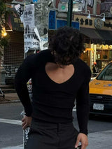 Men's Cutout Front Long Sleeve T-Shirt - Trendsi - Flyclothing LLC