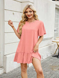 Round Neck Short Sleeve Mini Dress - Trendsi - Flyclothing LLC