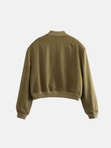Pocketed Snap Down Baseball Collar Jacket - Trendsi - Flyclothing LLC