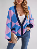 Diamond Pattern Button-Up Knit Cardigan - Trendsi - Flyclothing LLC
