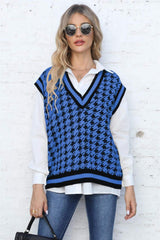 Ribbed V-Neck Sleeveless Sweater - Trendsi - Flyclothing LLC