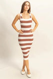 HYFVE Striped Scoop Neck Wide Strap Knit Dress - Trendsi