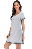 Contrast Trim Short Sleeve Lounge Dress - Trendsi - Flyclothing LLC