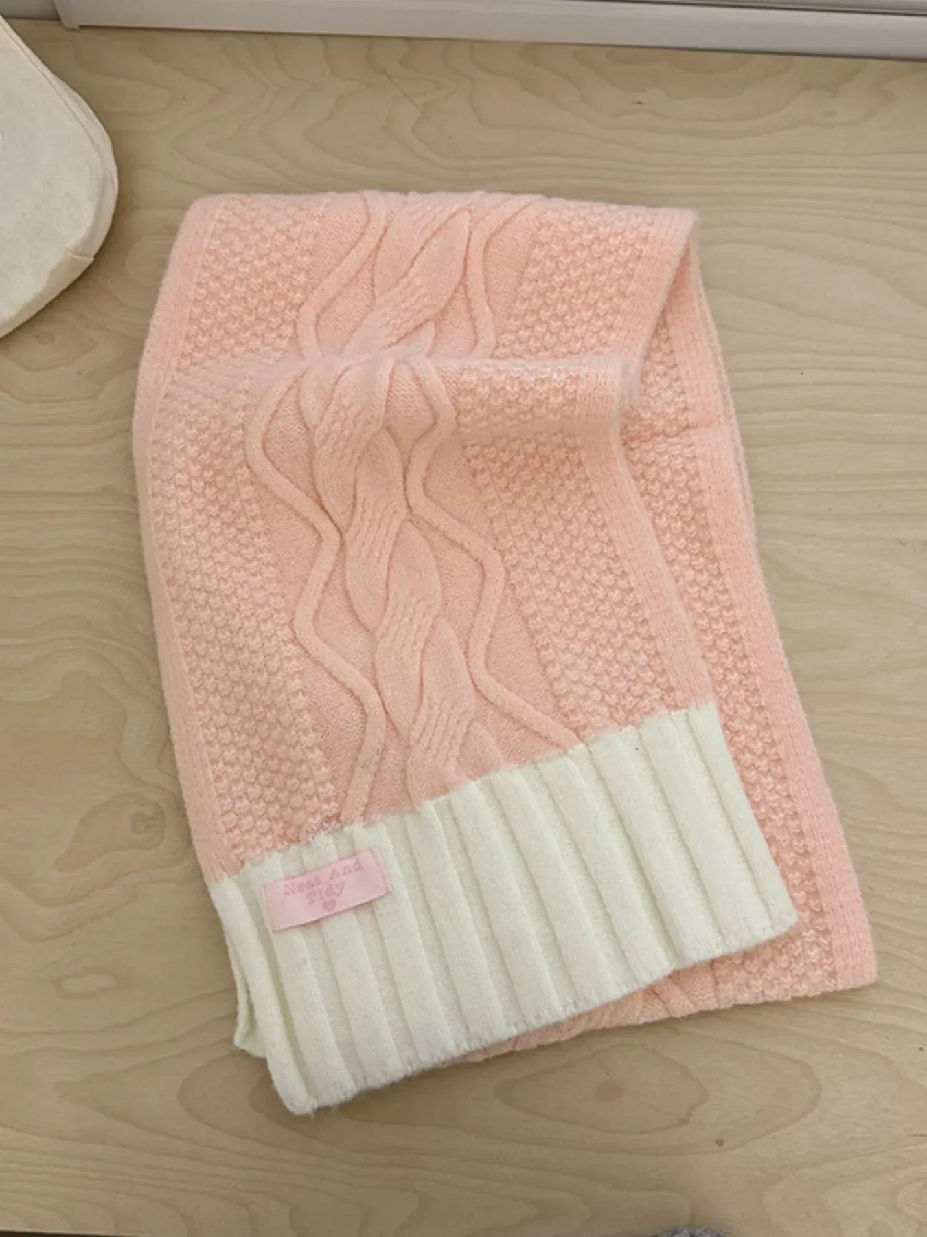 Two-Tone Knitted Warm Scarf - Trendsi - Flyclothing LLC