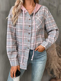 Plaid Long Sleeve Hooded Jacket - Trendsi