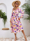 Printed Long Sleeve Midi Dress - Trendsi - Flyclothing LLC