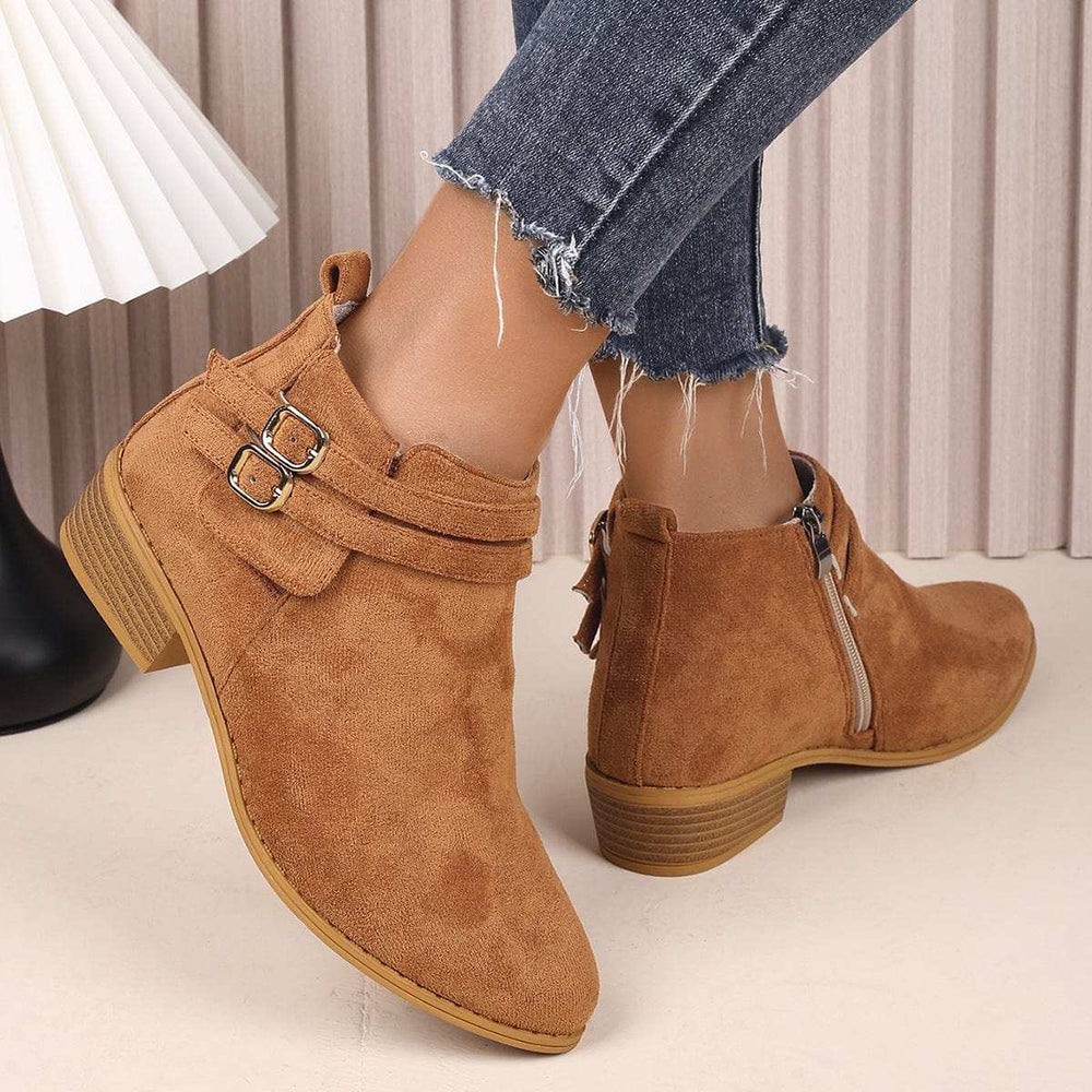 Point Toe Block Heel Boots - Trendsi - Flyclothing LLC