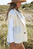 Fuzzy Mock Neck Button Up Vest Coat - Trendsi
