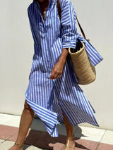 Full Size Printed Button-Down Midi Dress Plus Size - Trendsi - Flyclothing LLC