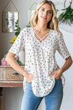 Heimish Full Size Crisscross Ditsy Floral Babydoll Top Plus Size - Trendsi - Flyclothing LLC
