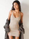 Scoop Neck Wide Strap Mini Dress - Trendsi