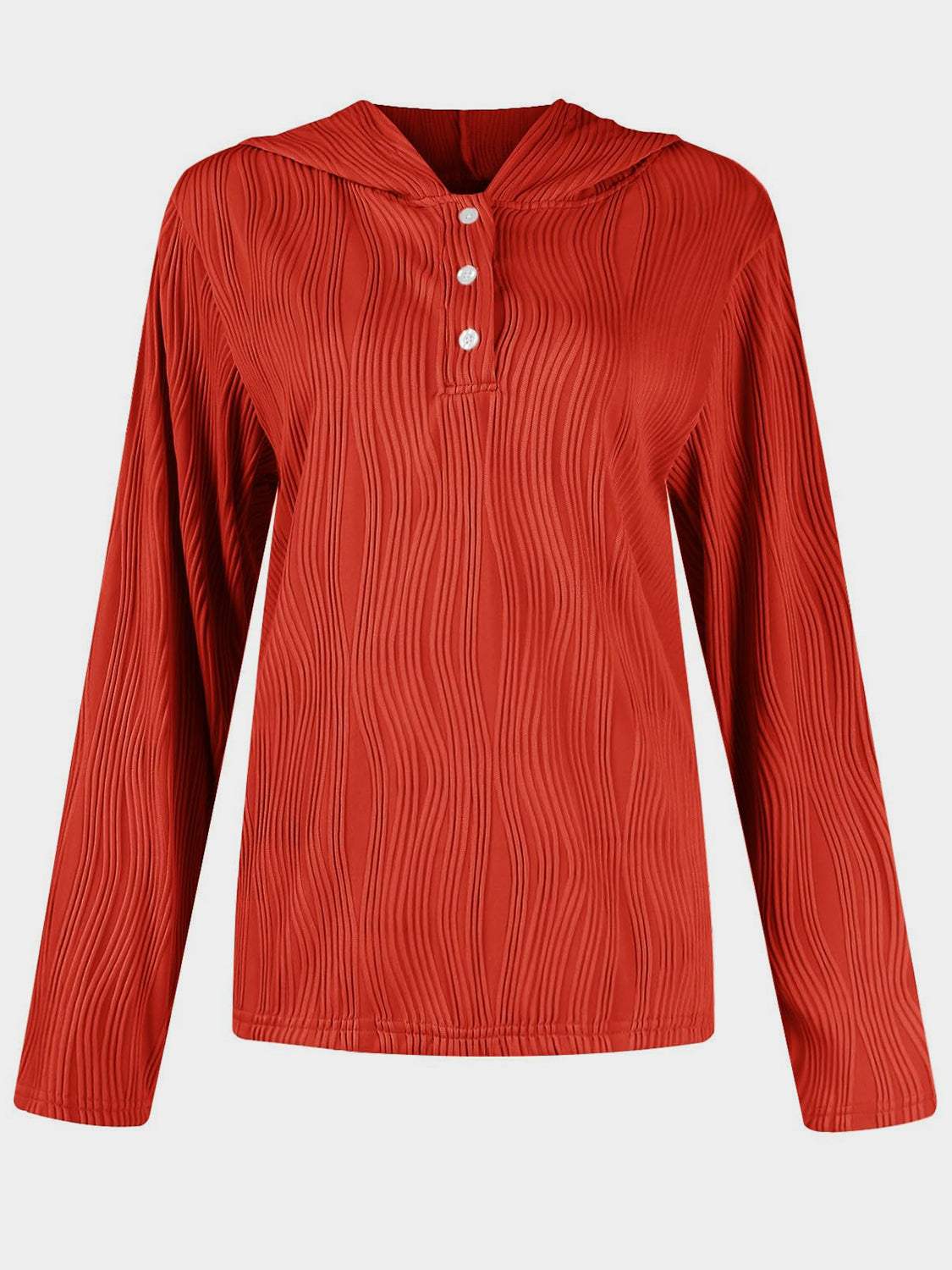 Textured Long Sleeve Hoodie - Trendsi - Flyclothing LLC