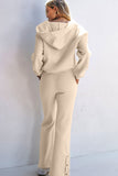 Half Snap Long Sleeve Hooded Top and Pants Set - Trendsi