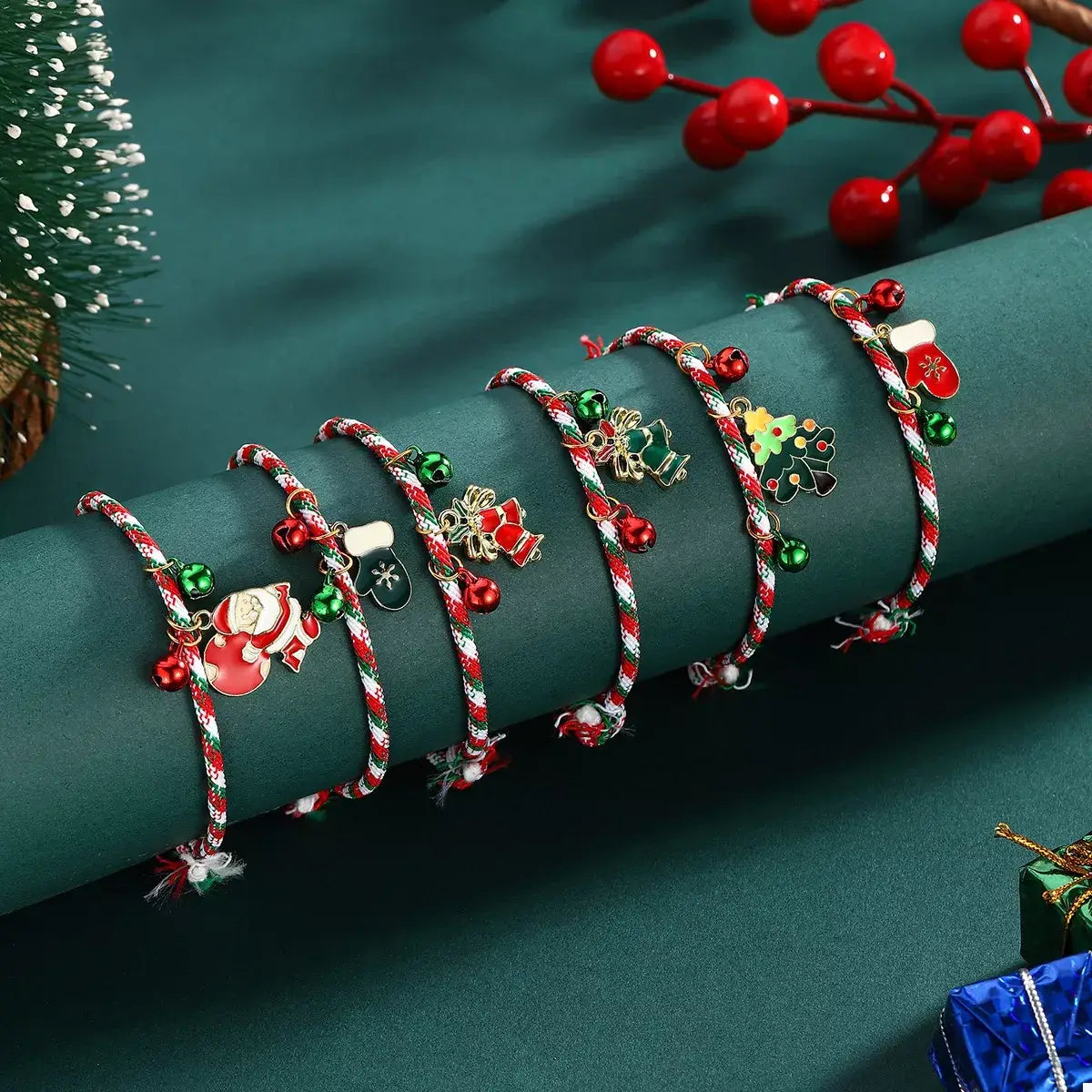 Christmas Charm Braided Rope Bracelet - Trendsi - Flyclothing LLC