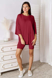 Basic Bae Full Size Soft Rayon Three-Quarter Sleeve Top and Shorts Set - Trendsi - Flyclothing LLC