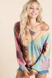 BiBi Tie Dye Print French Terry Sweatshirt - Trendsi - Flyclothing LLC