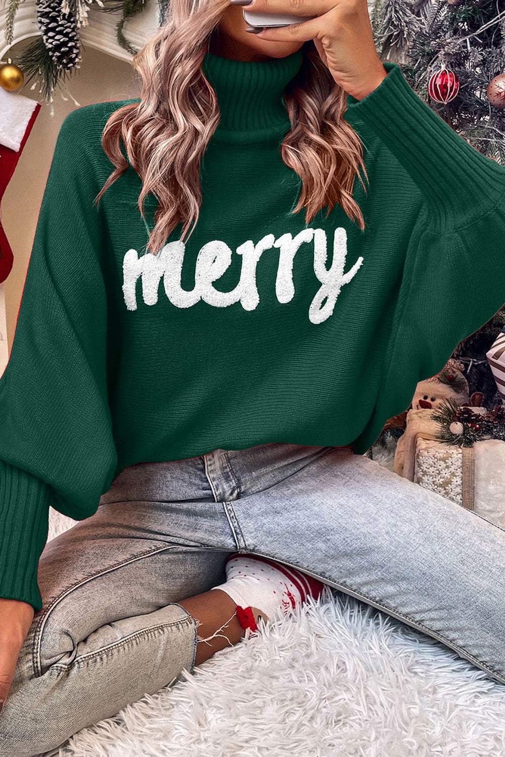 Double Take Full Size Turtleneck Long Sleeve Sweater - Trendsi - Flyclothing LLC