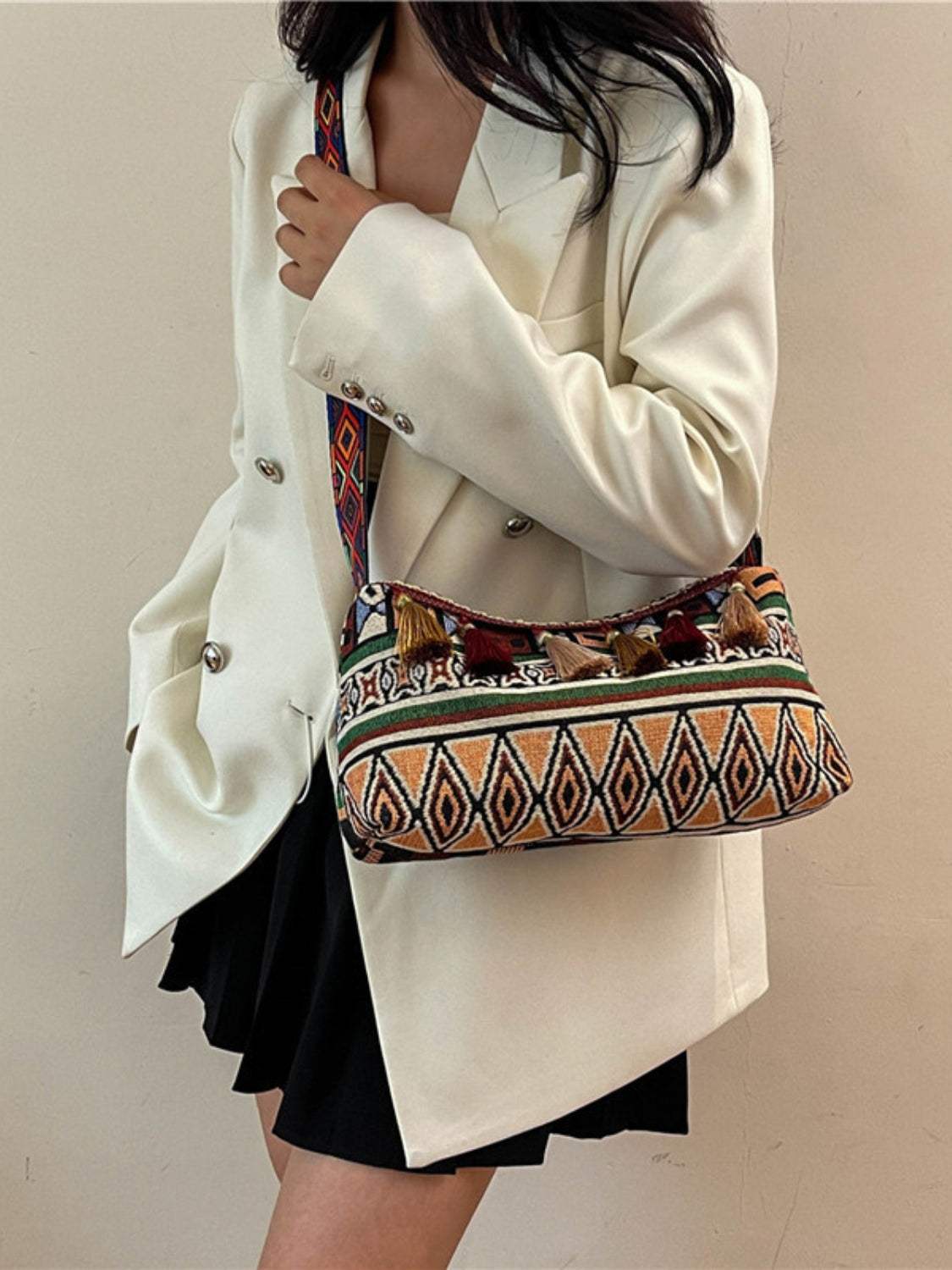 Tassel Adjustable Strap Shoulder Bag - Trendsi - Flyclothing LLC