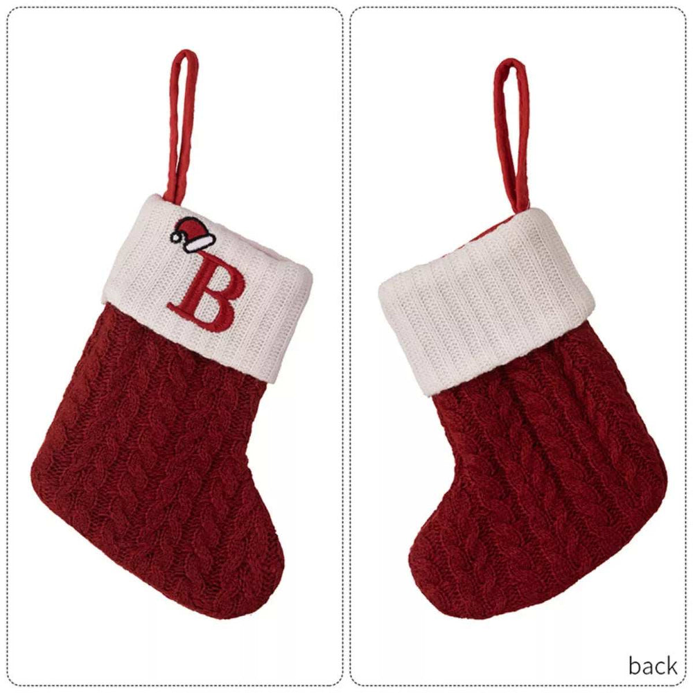 Cable-Knit Contrast Christmas Stockings - Trendsi - Flyclothing LLC