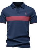 Men's Giraffe Embroidered Collared Neck Contrast Polo - Trendsi - Flyclothing LLC