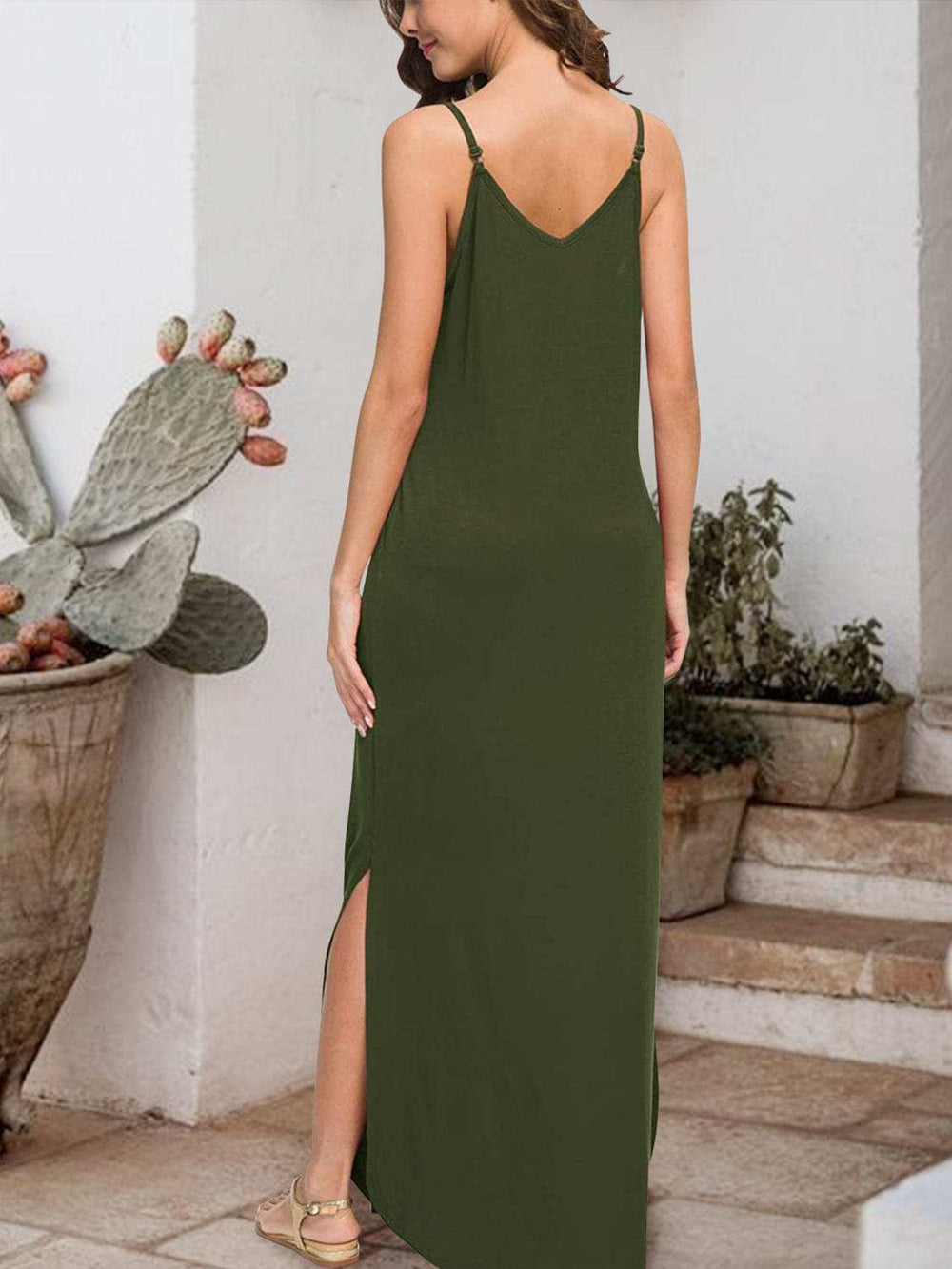 Slit Scoop Neck Sleeveless Dress - Trendsi - Flyclothing LLC
