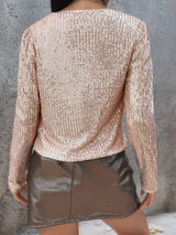 Full Size Sequin Open Front Cropped Jacket - Trendsi - Flyclothing LLC