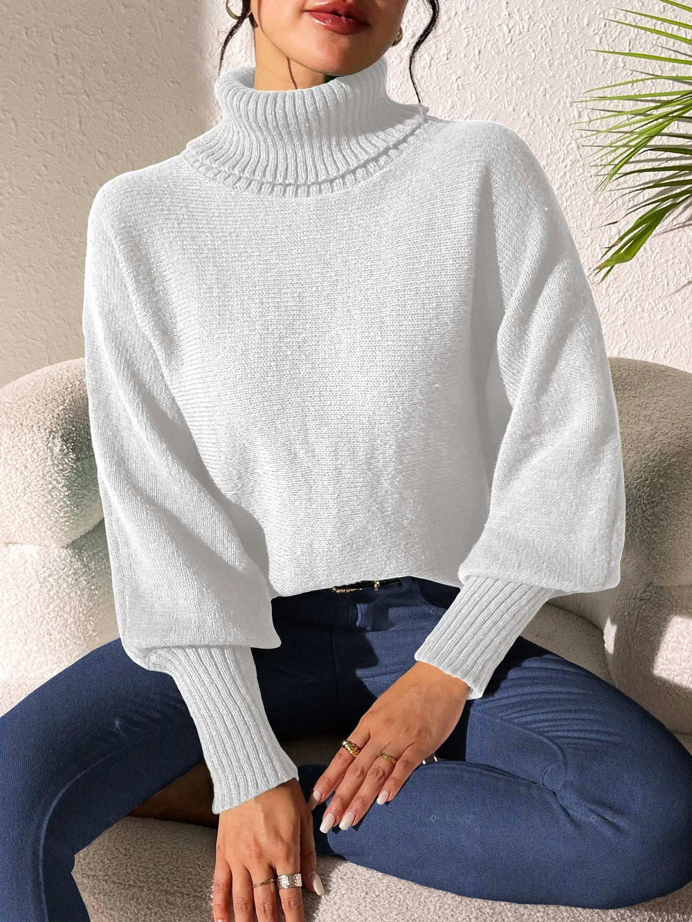 Turtleneck Long Sleeve Sweater - Trendsi - Flyclothing LLC