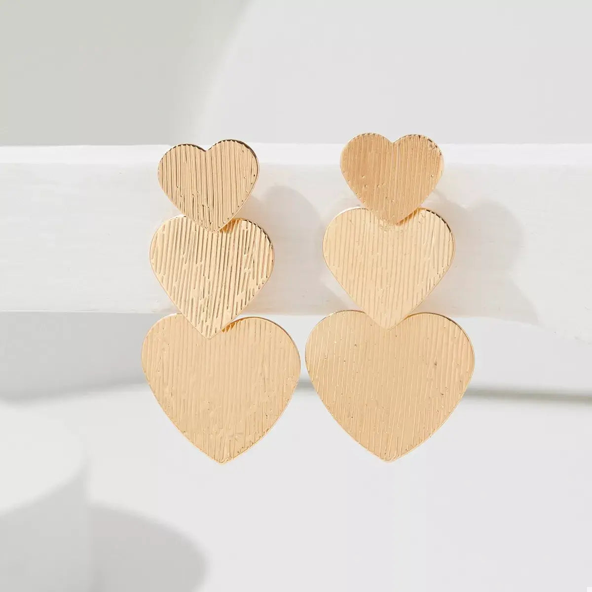 Golden Heart Dangle Earrings - Trendsi - Flyclothing LLC