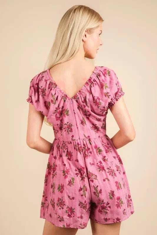 VERY J Floral Printed Ruffle Romper - Trendsi - Flyclothing LLC