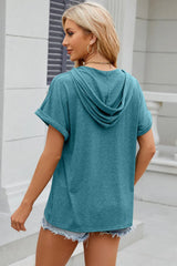 Florira Hooded Short Sleeve T-Shirt - Trendsi - Flyclothing LLC