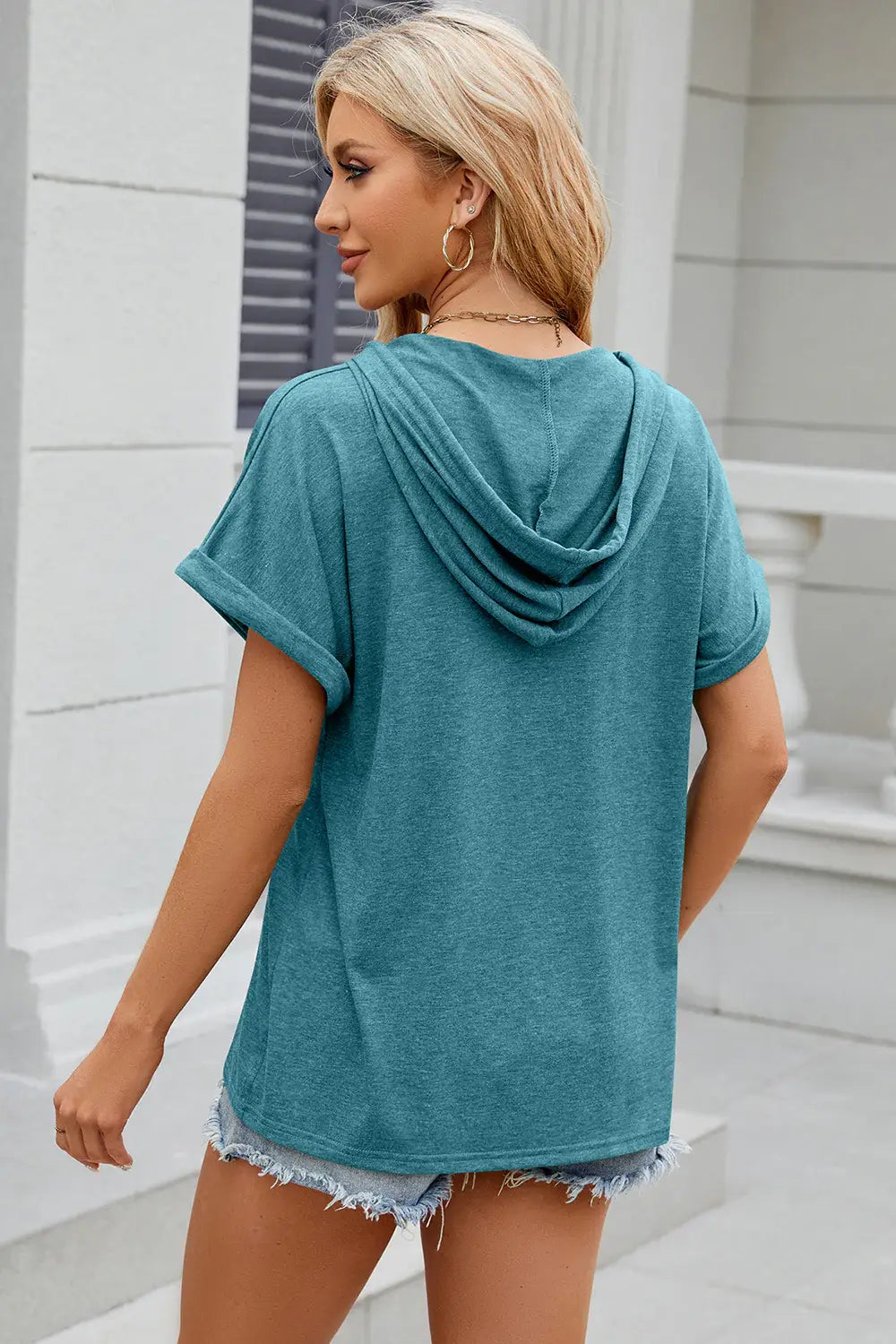 Florira Hooded Short Sleeve T-Shirt - Trendsi - Flyclothing LLC