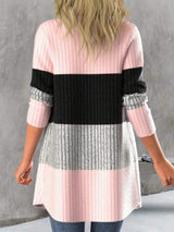 Color Block Open Front Long Sleeve Cardigan - Trendsi - Flyclothing LLC