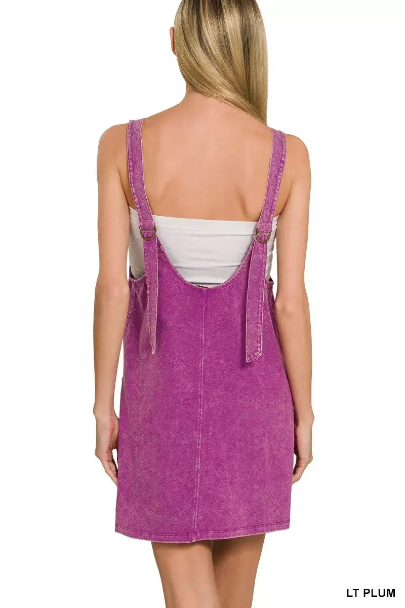 Zenana Acid Washed Overall Knit Mini Dress - Trendsi - Flyclothing LLC